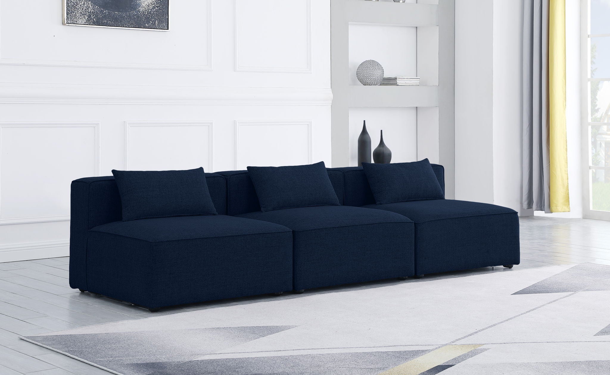 Cube - Linen Modular 3 Seat Armless Sofa - Urban Living Furniture (Los Angeles, CA)