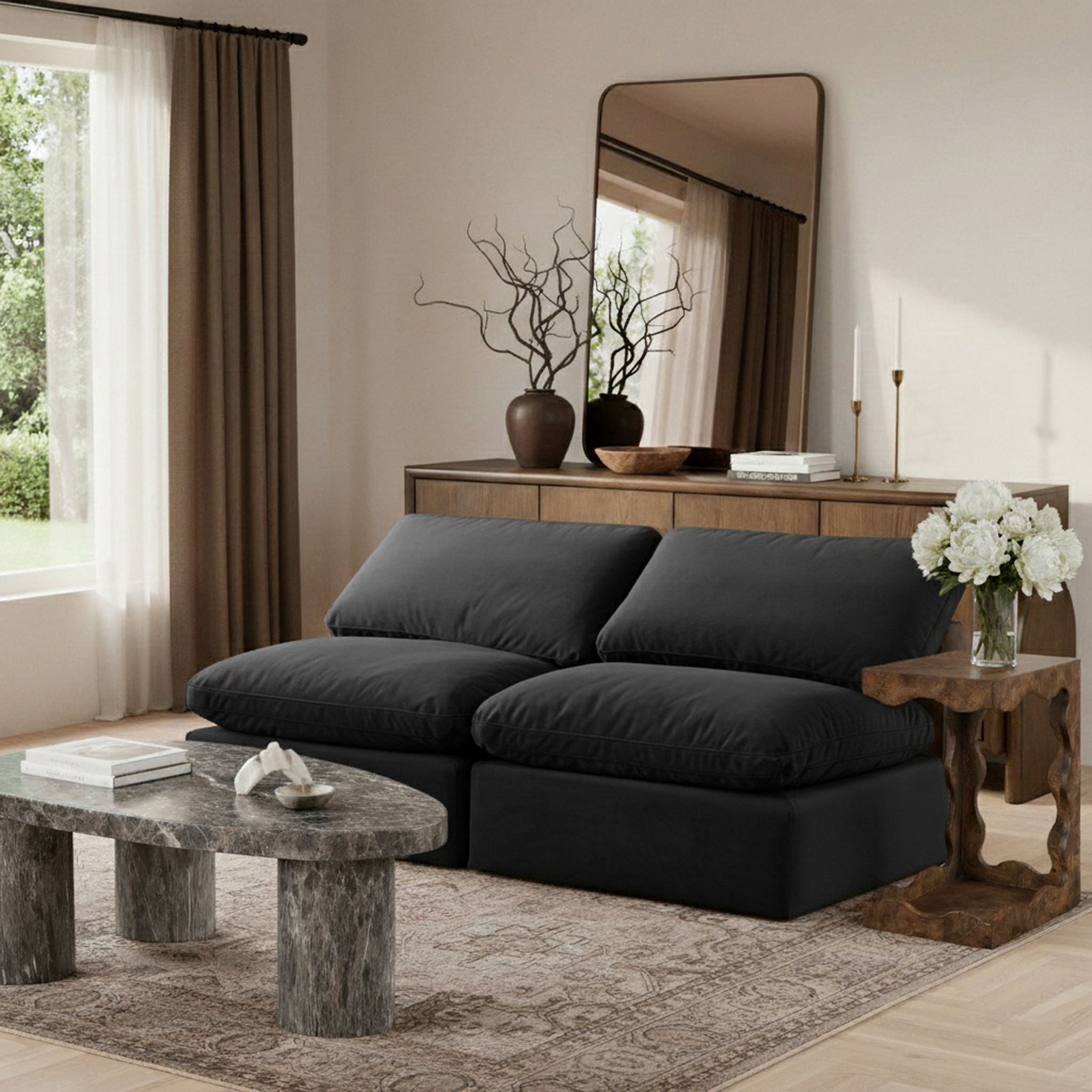 Indulge - Velvet 2 Seat Modular Armless Sofa - Urban Living Furniture (Los Angeles, CA)