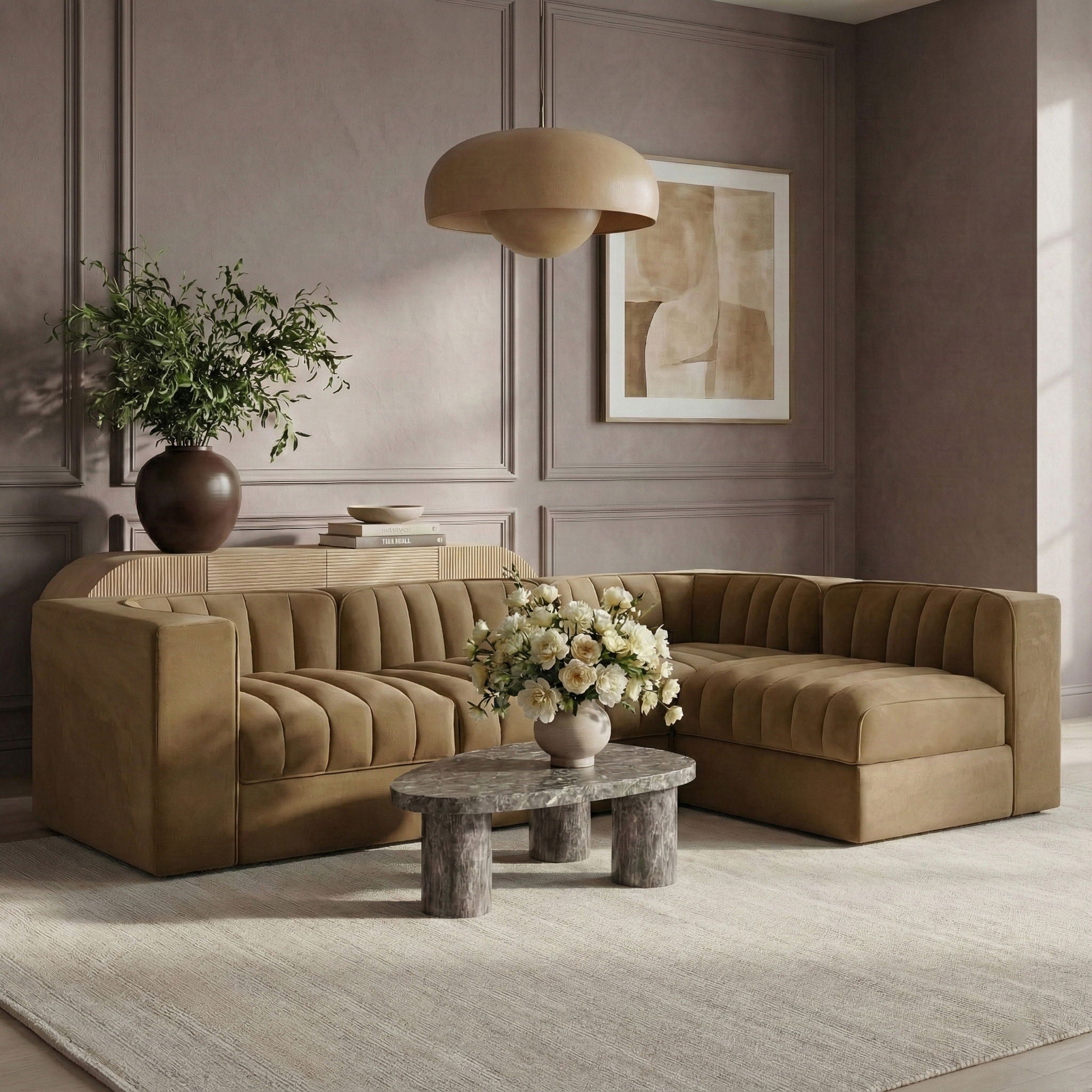 Rummi - Velvet Performance Fabric Upholstered 4 Piece Modular Sectional - Urban Living Furniture (Los Angeles, CA)