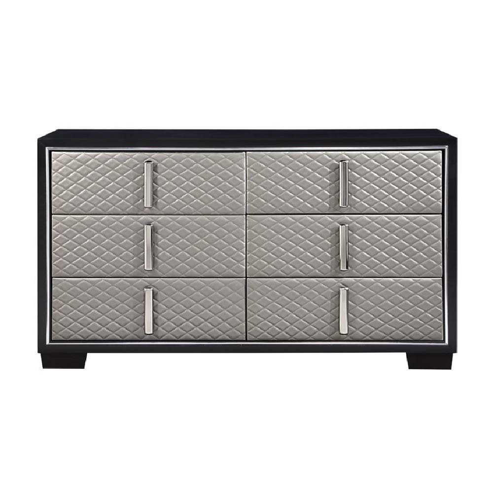 Nicola - Dresser - Silver Synthetic Leather & Black - Urban Living Furniture (Los Angeles, CA)