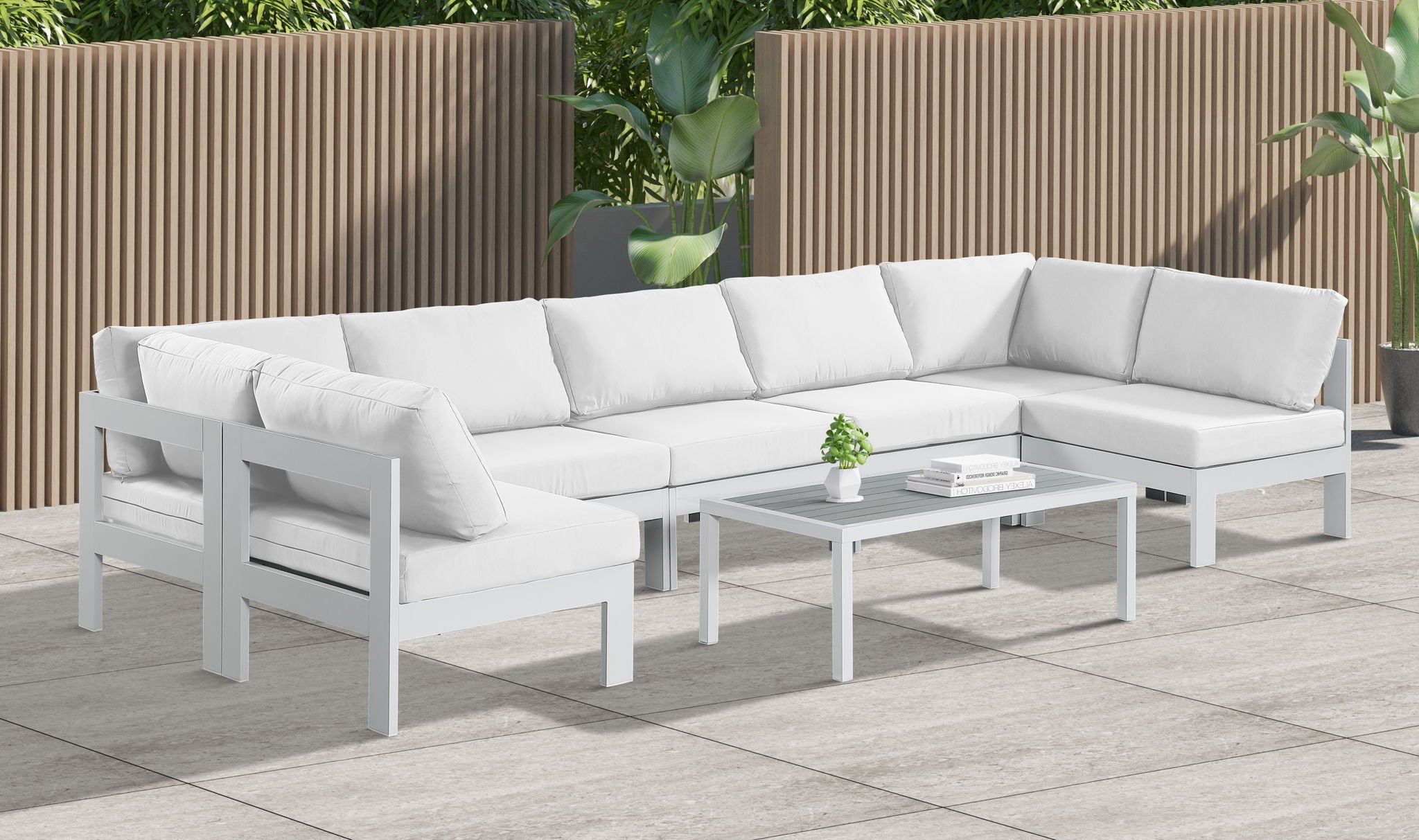 Nizuc - Outdoor Patio 7 Piece Modular Sectional With White Frame - Urban Living Furniture (Los Angeles, CA)