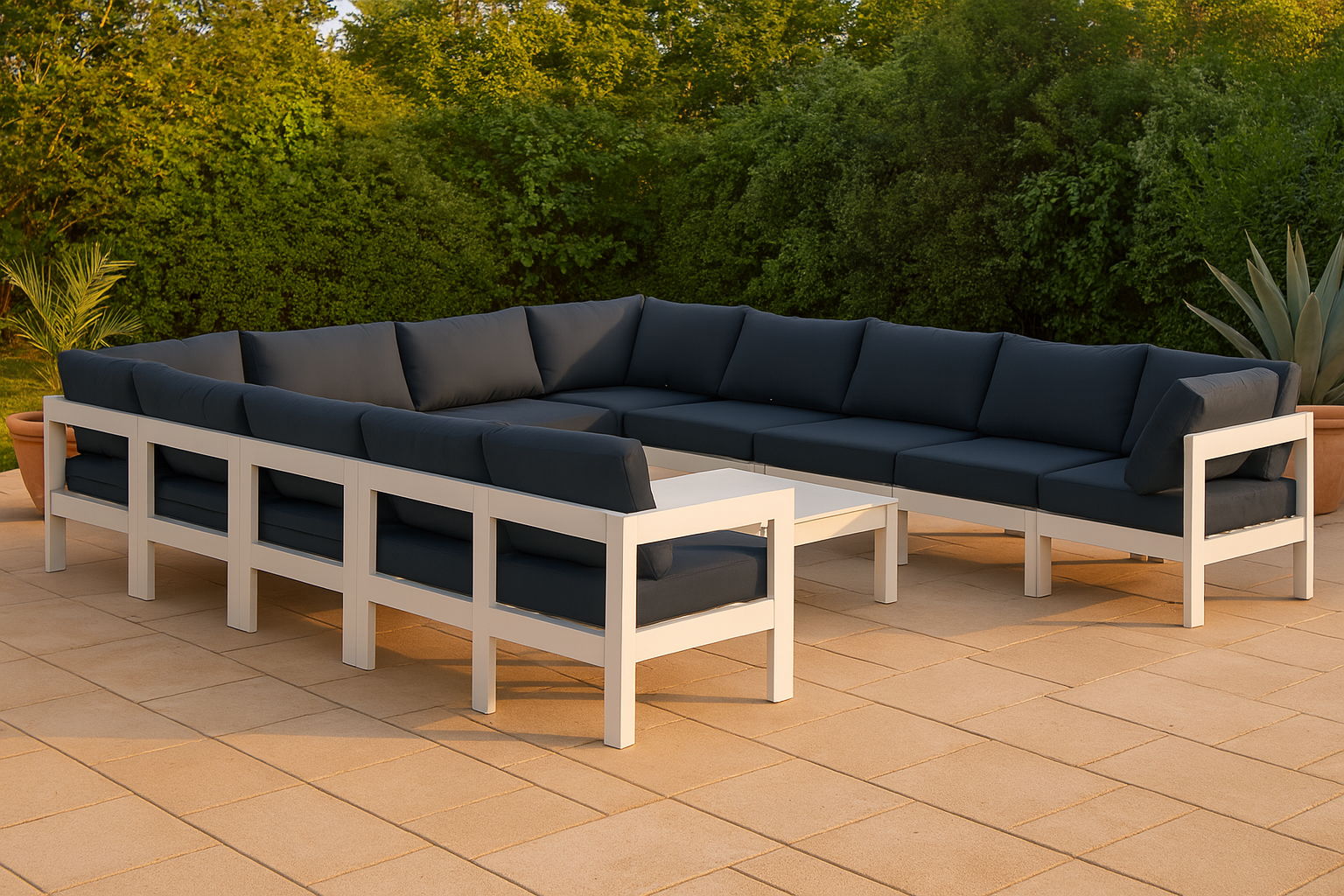 Nizuc - Outdoor Patio 12 Piece Modular Sectional With White Frame - Urban Living Furniture (Los Angeles, CA)