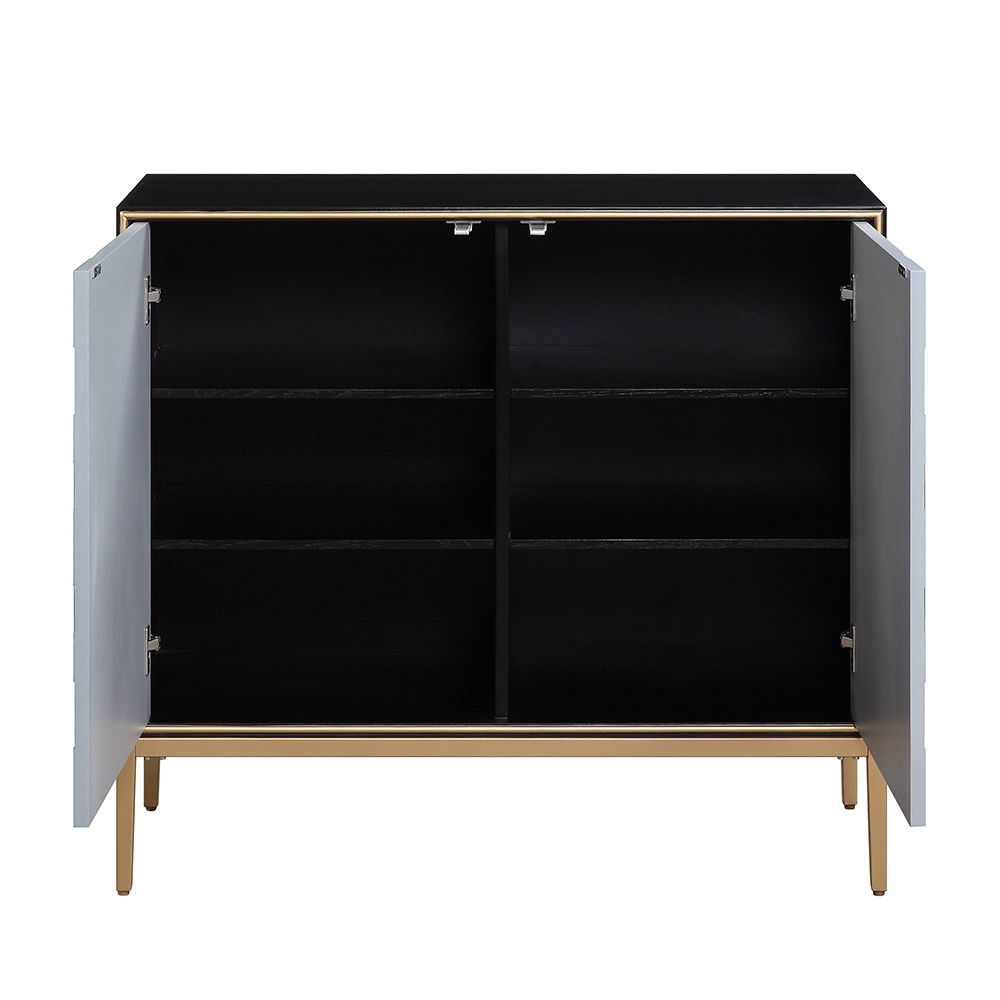 Quilla - Console Cabinet - Black, Gray & Brass - Urban Living Furniture (Los Angeles, CA)