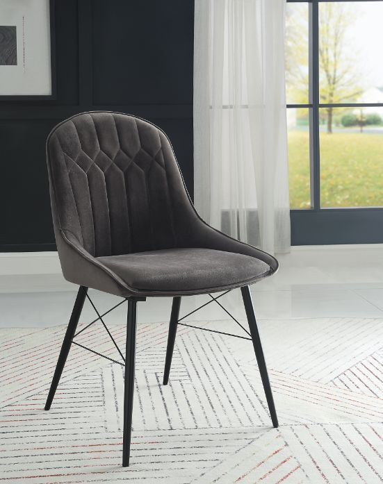 Abraham - Side Chair (Set of 2) - Dark Gray Fabric & Black - Urban Living Furniture (Los Angeles, CA)