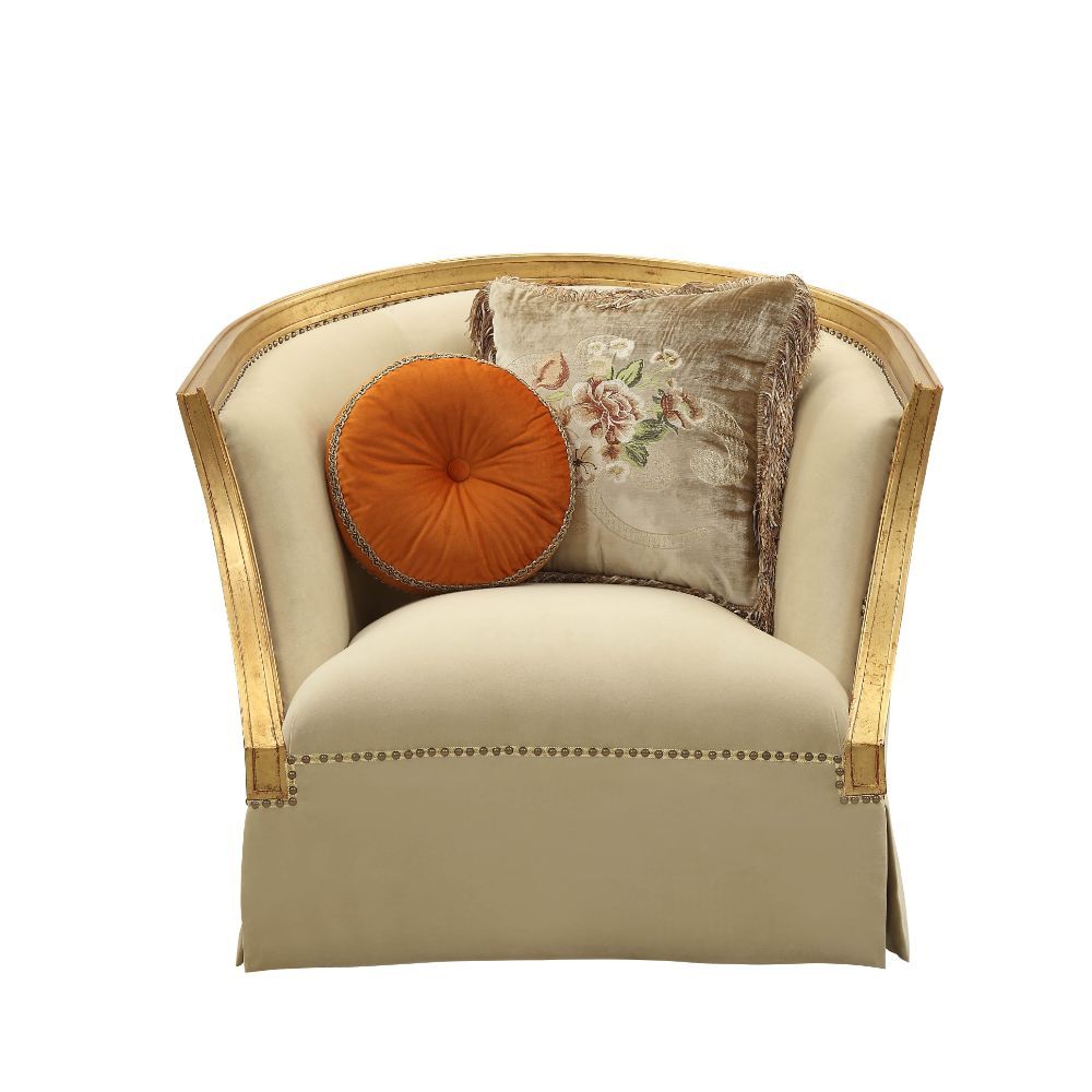 Daesha - Chair With 2 Pillows - Tan Flannel & Antique Gold - Urban Living Furniture (Los Angeles, CA)