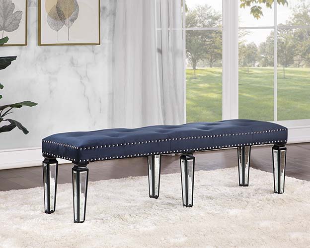 Varian II - Bench - Black Velvet & Black & Sliver Finish - Urban Living Furniture (Los Angeles, CA)