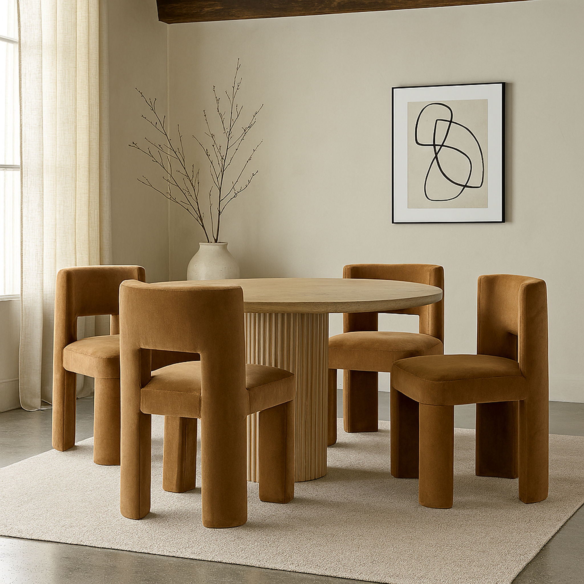 Zuno - Velvet Performance Fabric Upholstered Dining Chair (Set of 2) - Saddle - Urban Living Furniture (Los Angeles, CA)