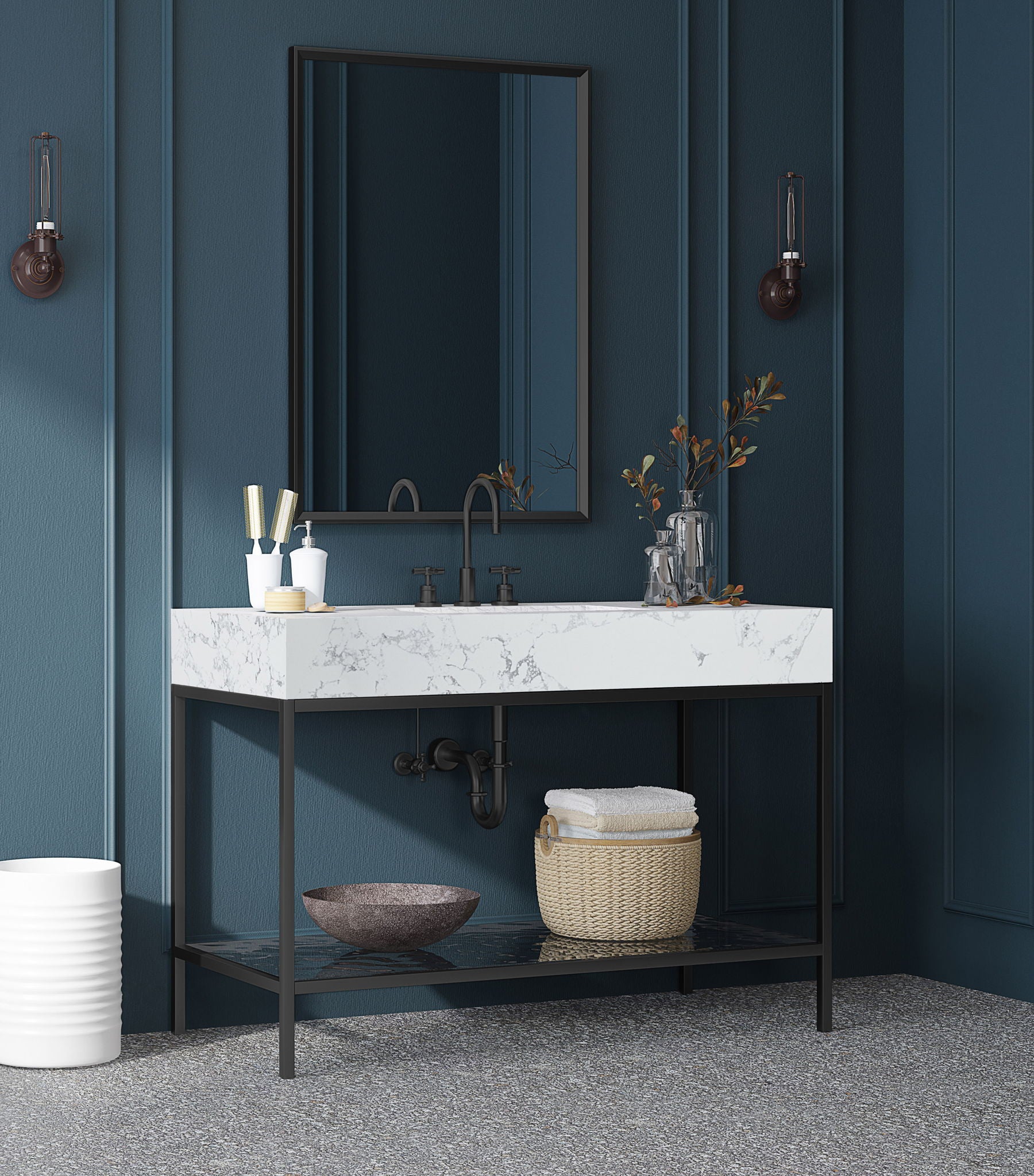 Marmo - Engineered Marble Bathroom Vanity With Black Base - Urban Living Furniture (Los Angeles, CA)
