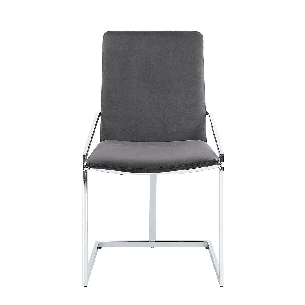 Zlatan - Side Chair (Set of 2) - Gray Velvet & Chrome - Urban Living Furniture (Los Angeles, CA)