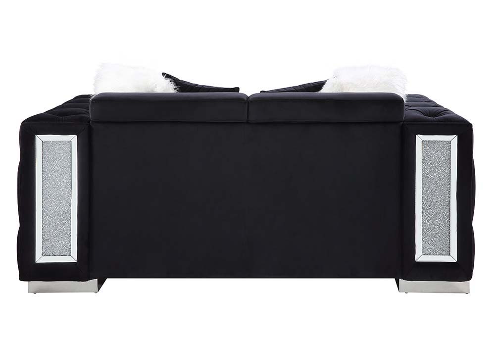 Trislar - Loveseat With 4 Pillows (Same 52526) - Black Velvet - Urban Living Furniture (Los Angeles, CA)