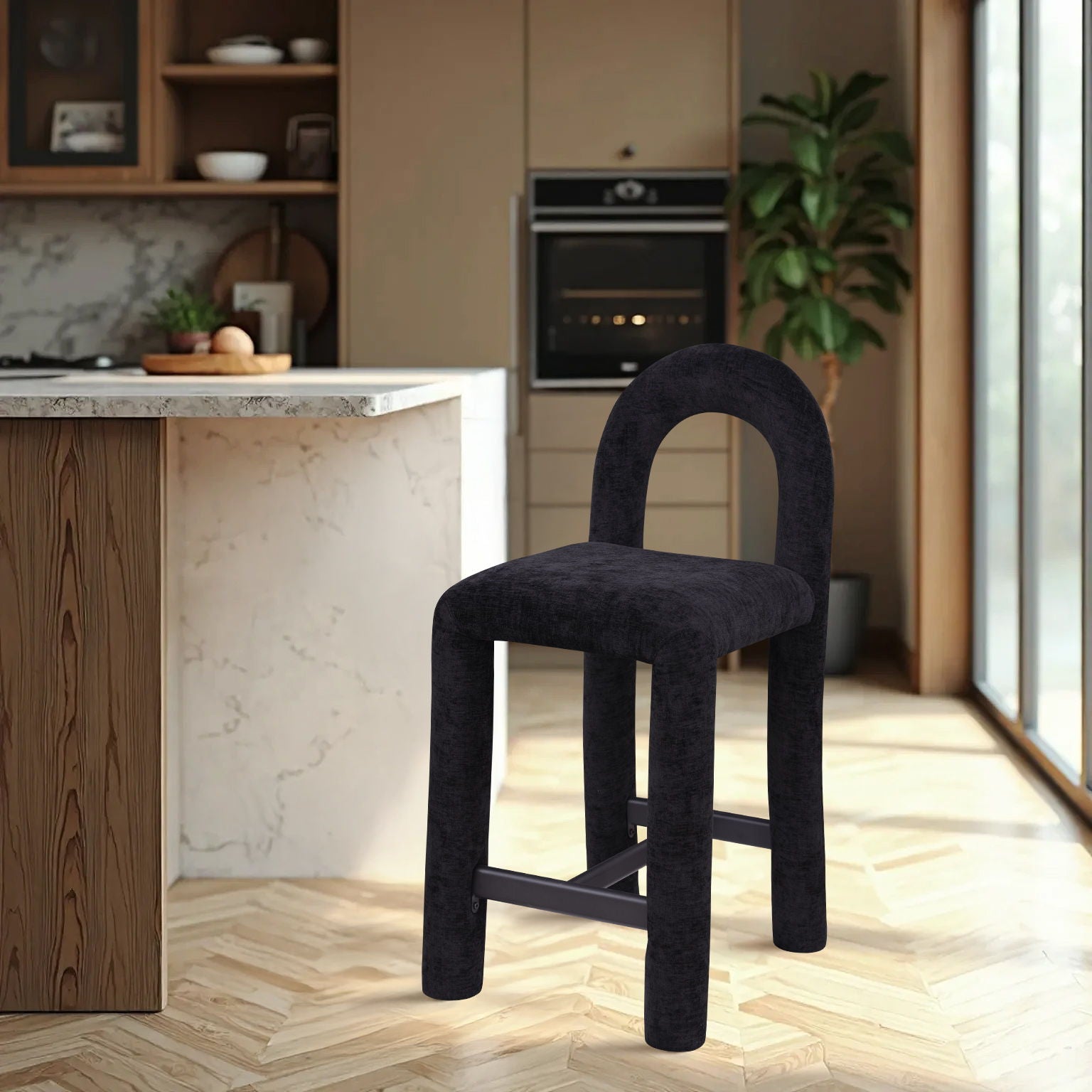 Amari - Chenille Fabric Stool - Urban Living Furniture (Los Angeles, CA)