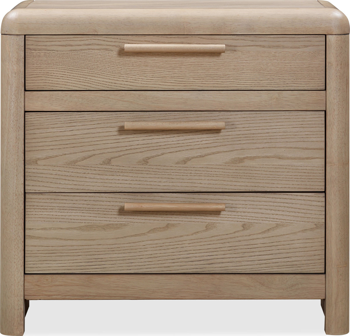 Furano - Three Drawer Ash Wood Nightstand - Ginger