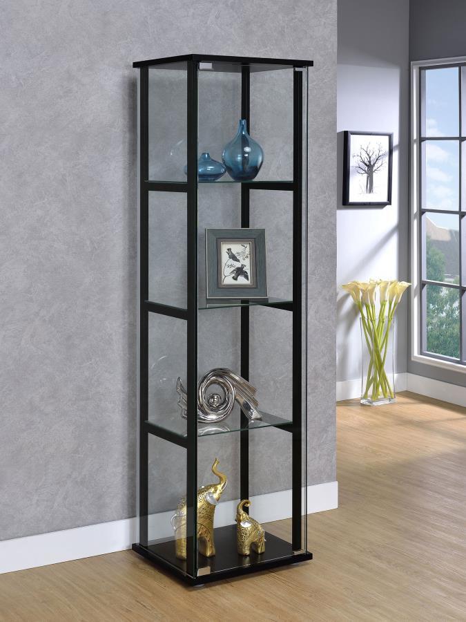 Cyclamen - 4-Shelf Clear Glass Curio Display Cabinet - Black - Urban Living Furniture (Los Angeles, CA)