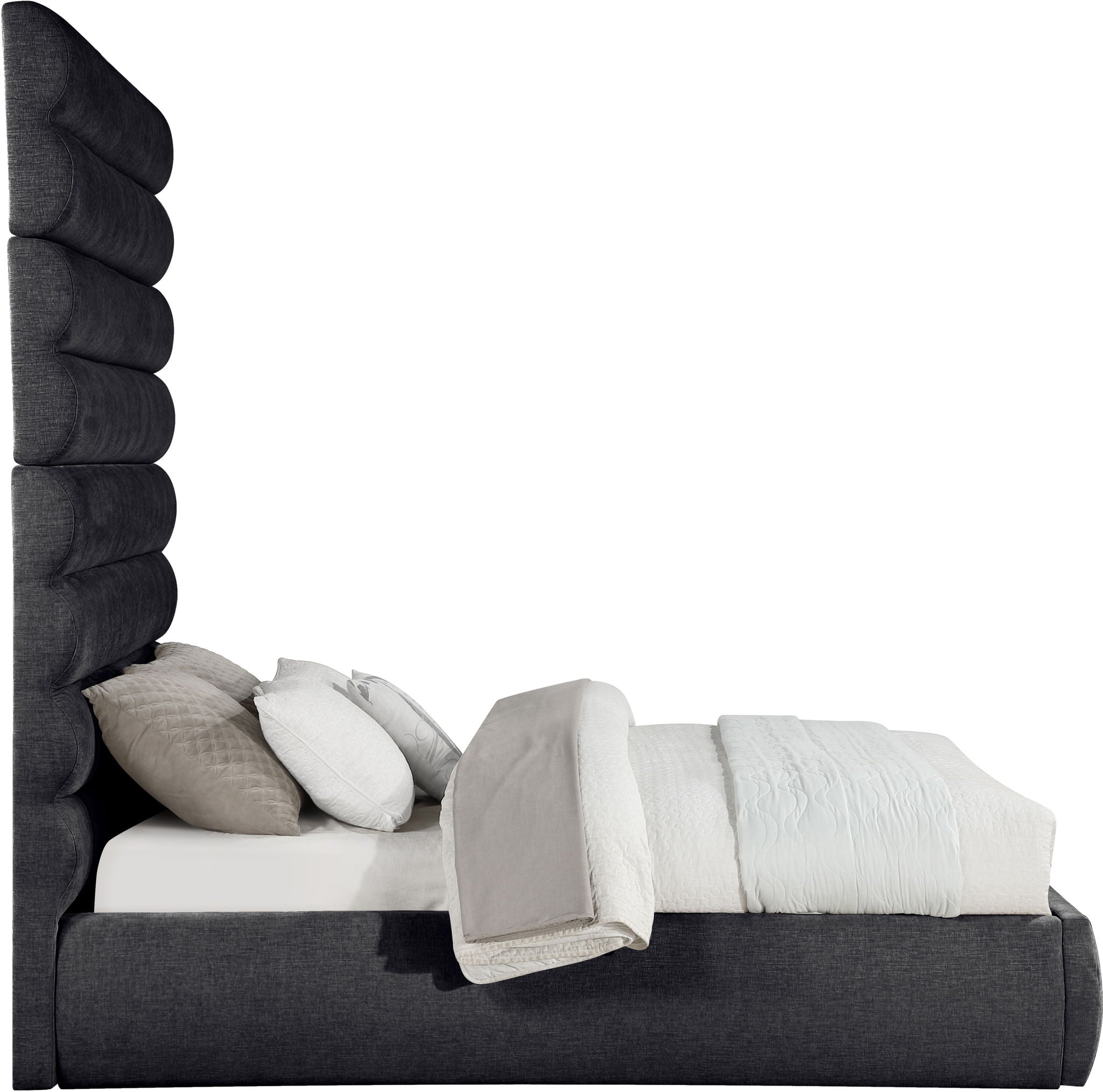 Adam - Chenille Fabric Bed With 89" Headboard