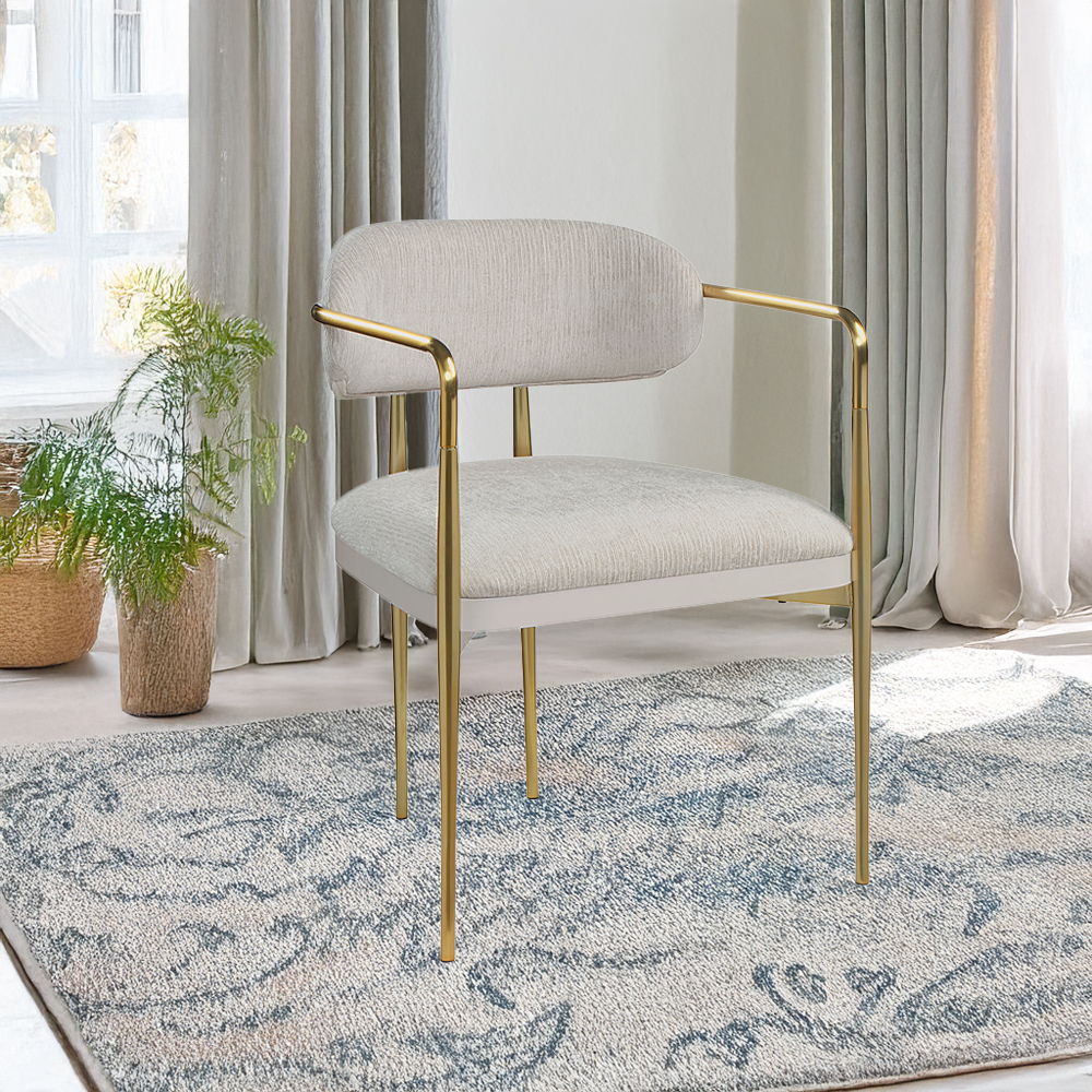 Zayn - Arm Chair (Set of 2) - Beige Chenille & Gold - Urban Living Furniture (Los Angeles, CA)