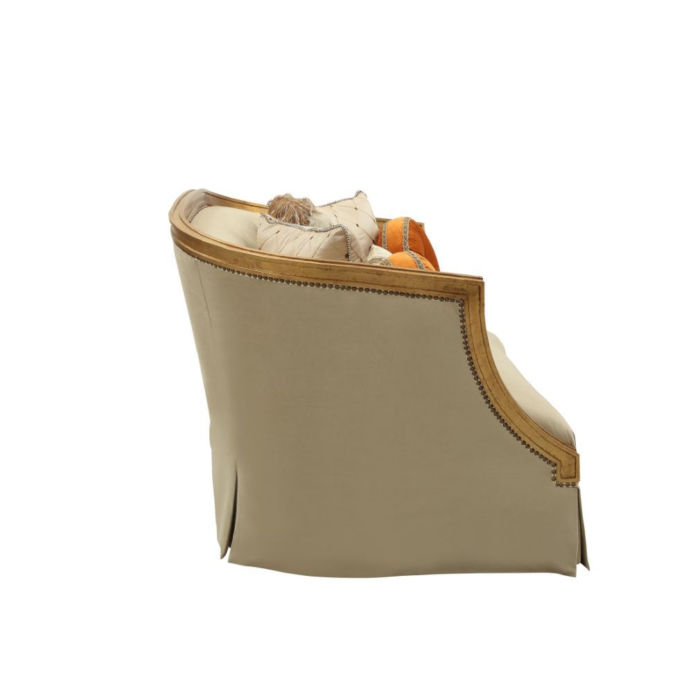 Daesha - Loveseat With 5 Pillows - Tan Flannel & Antique Gold - Urban Living Furniture (Los Angeles, CA)