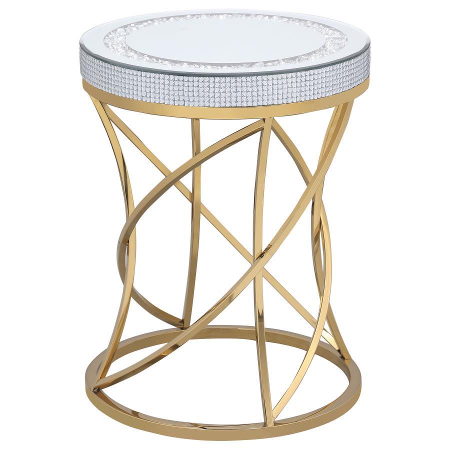 Elise - Round Mirror Top Stainless Steel End Table - Gold - Urban Living Furniture (Los Angeles, CA)