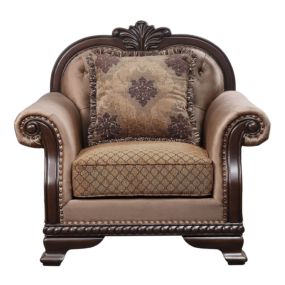 Chateau De Ville - Chair With Pillow (Same Lv01590) - Fabric & Espresso - Urban Living Furniture (Los Angeles, CA)