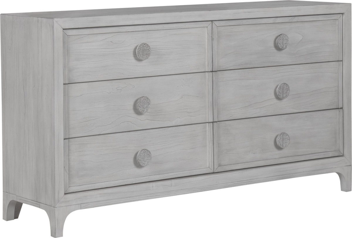 Boho Chic - Six-Drawer Dresser - Washed White (2024)
