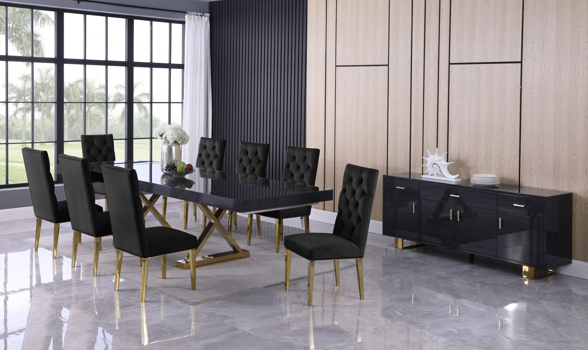 Excel - Extendable Dining Table with Gold Base - Urban Living Furniture (Los Angeles, CA)