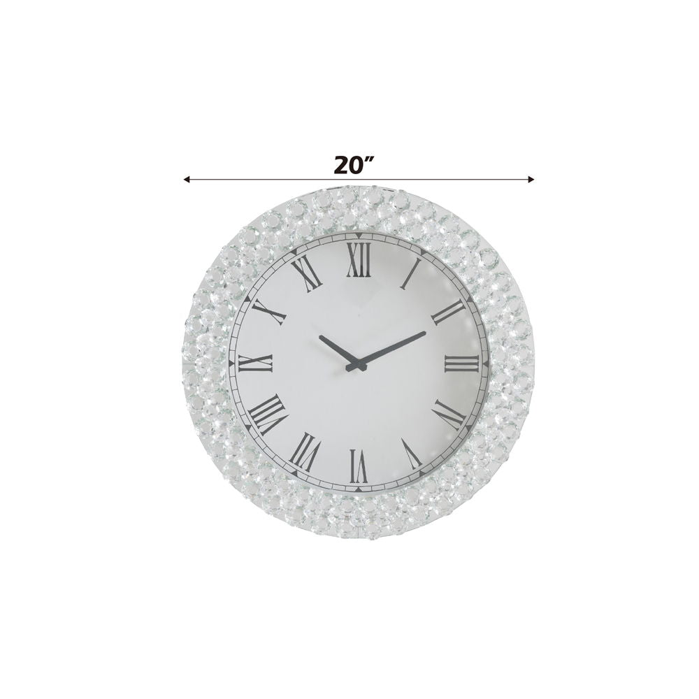 Nysa - 20" Wall Clock - Mirrored & Faux Crystals - Urban Living Furniture (Los Angeles, CA)