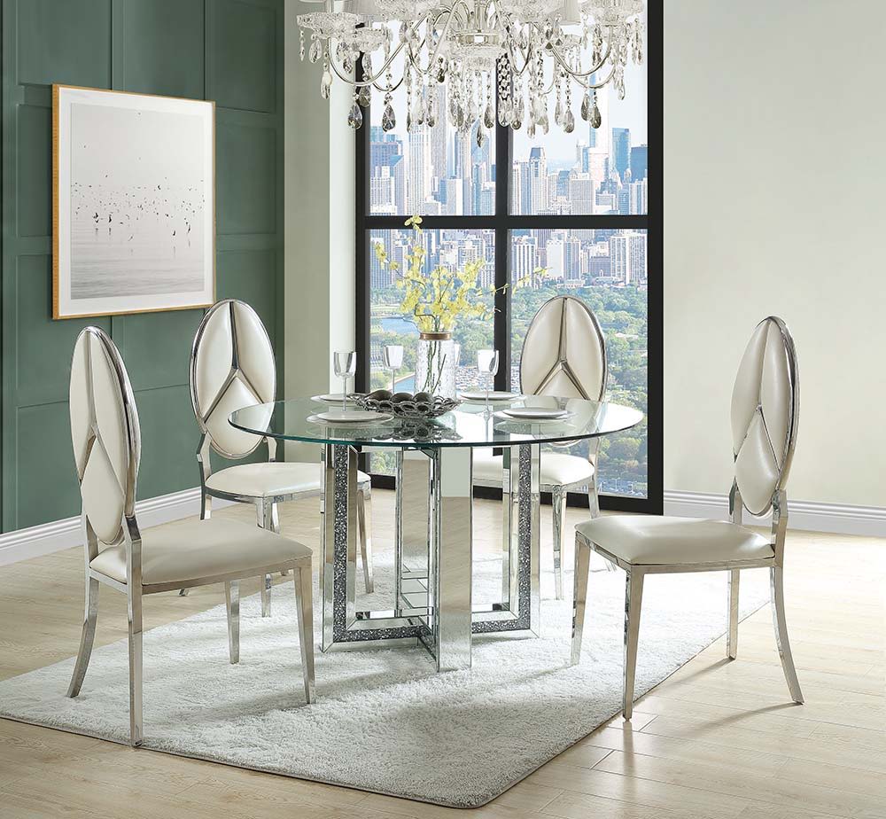 Noralie - Round Dining Table - Mirrored & Faux Diamonds - Urban Living Furniture (Los Angeles, CA)