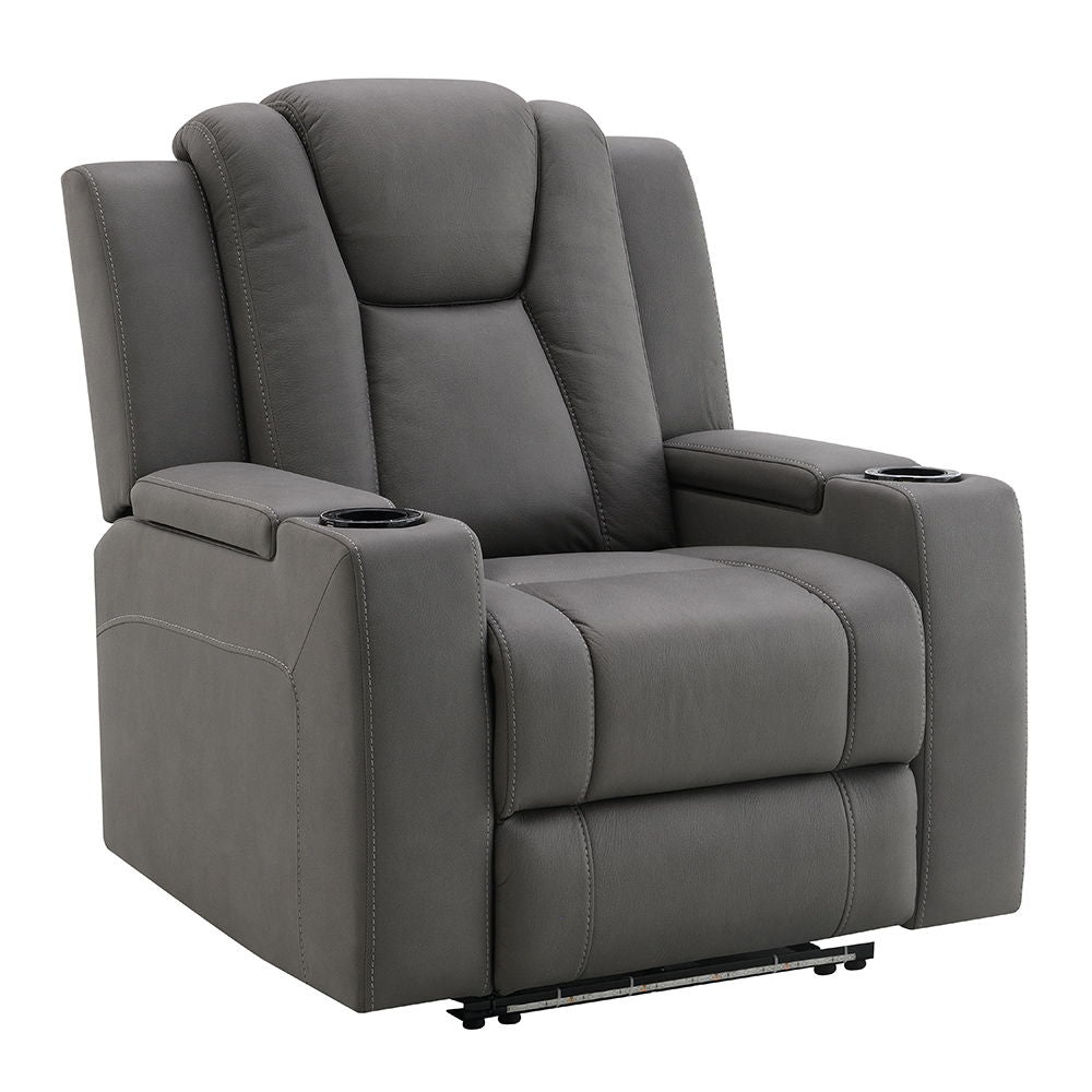Leuco - Power Motion Recliner With Cup Holder, Control, LED & Power Headrest - Gray - Urban Living Furniture (Los Angeles, CA)