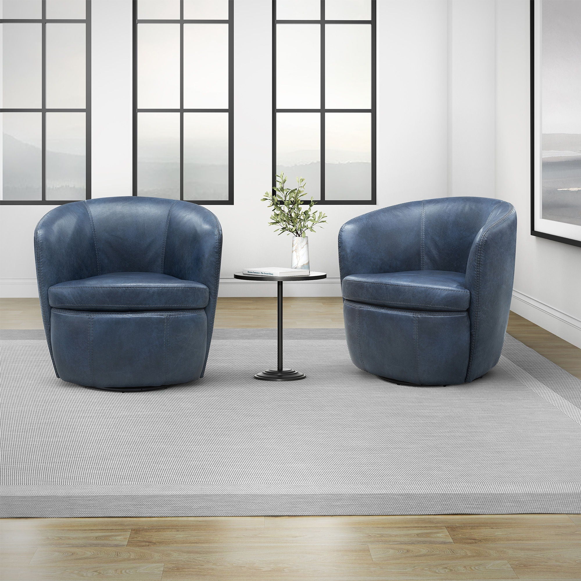 Barolo - 100% Italian Leather Swivel Club Chair (Set of 2) - Urban Living Furniture (Los Angeles, CA)