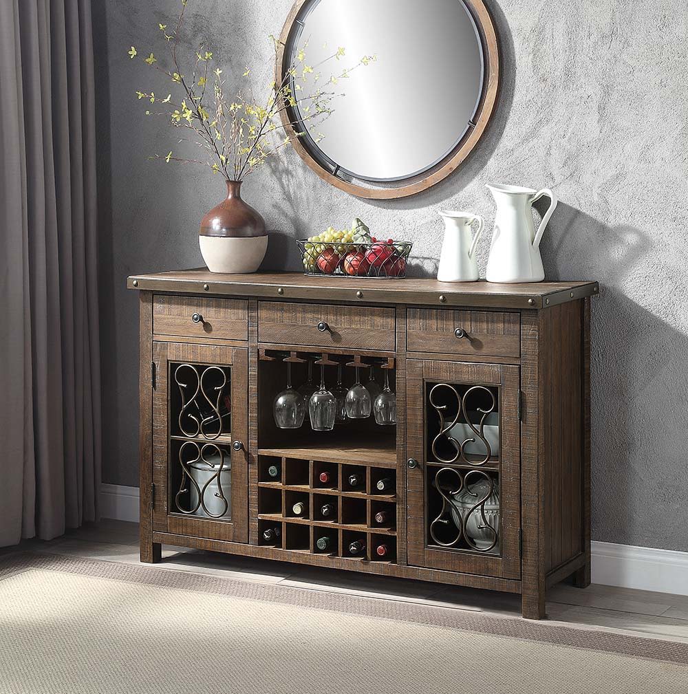 Raphaela - Server With Cup Holder & Wine Rack - Weathered Cherry - Urban Living Furniture (Los Angeles, CA)