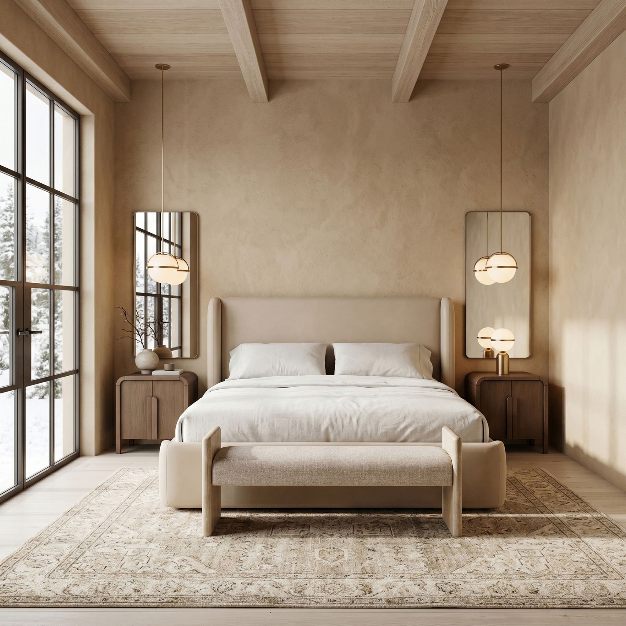 Hickory - Fabric Upholstered Bench - Natural Frame - Urban Living Furniture (Los Angeles, CA)