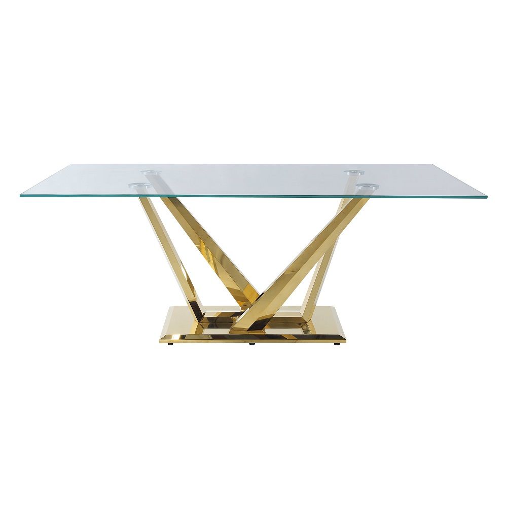 Barnard - Dining Table - Clear Glass & Mirrored Gold - Urban Living Furniture (Los Angeles, CA)