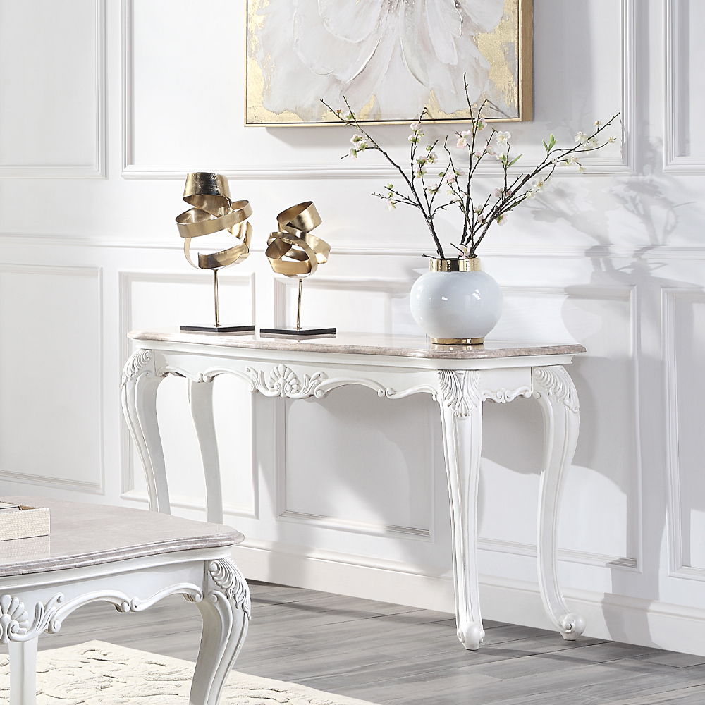 Ciddrenar - Sofa Table - Marble Top & White - Urban Living Furniture (Los Angeles, CA)