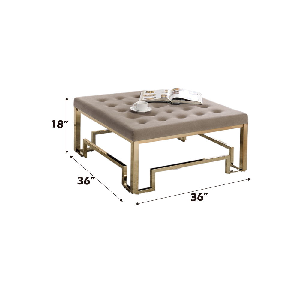 Damien - Cocktail Ottoman - Beige Fabric & Champagne - Urban Living Furniture (Los Angeles, CA)