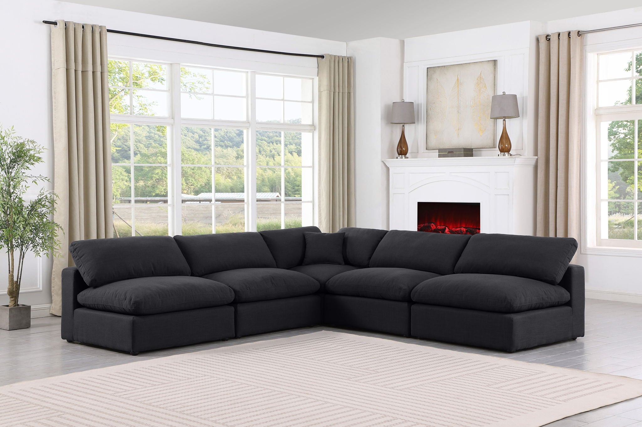 Comfy - 5 Piece Linen Modular Corner Armless Sectional - Urban Living Furniture (Los Angeles, CA)