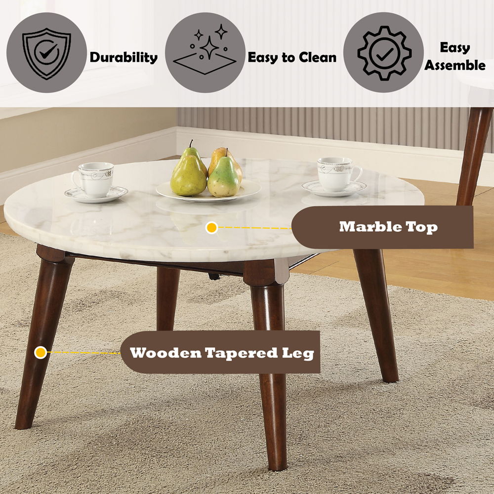 Gasha - Coffee Table - White Marble Top & Walnut - Urban Living Furniture (Los Angeles, CA)