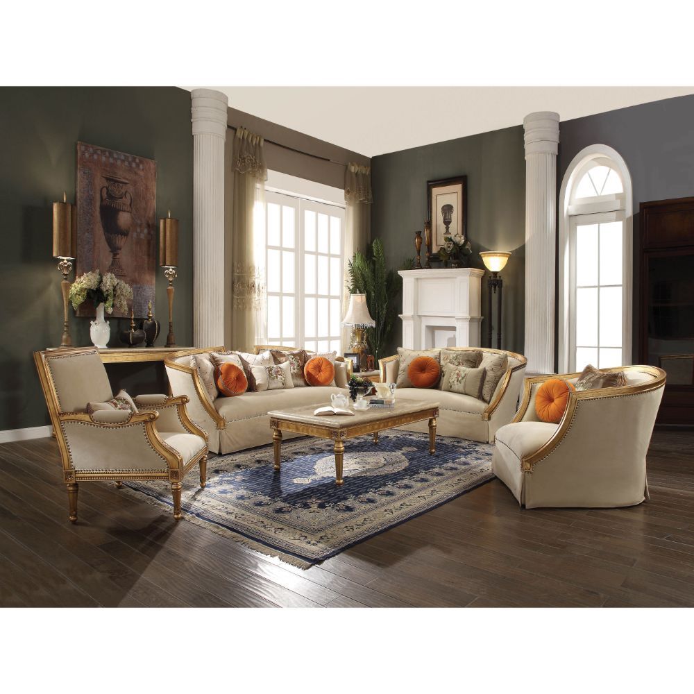 Daesha - Sofa With 8 Pillows - Tan Flannel & Antique Gold - Urban Living Furniture (Los Angeles, CA)