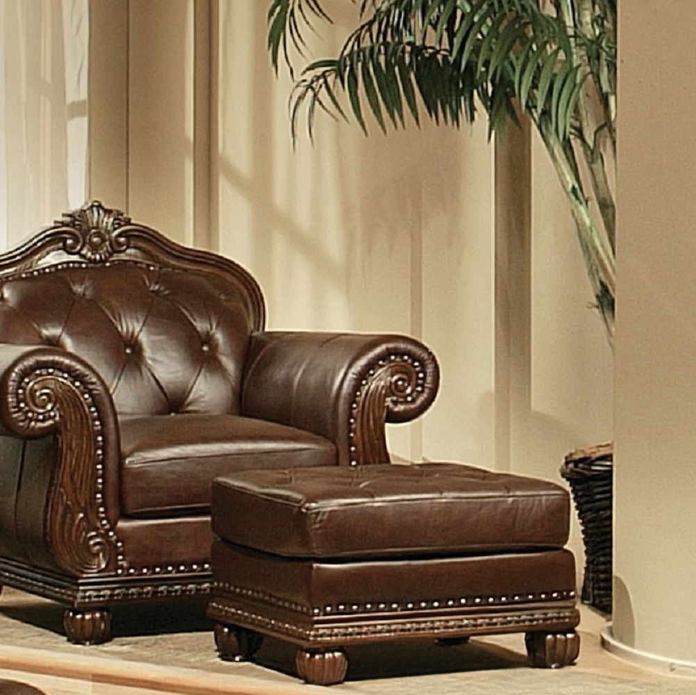 Anondale - Ottoman - Espresso Top Grain Leather Match & Cherry - Urban Living Furniture (Los Angeles, CA)