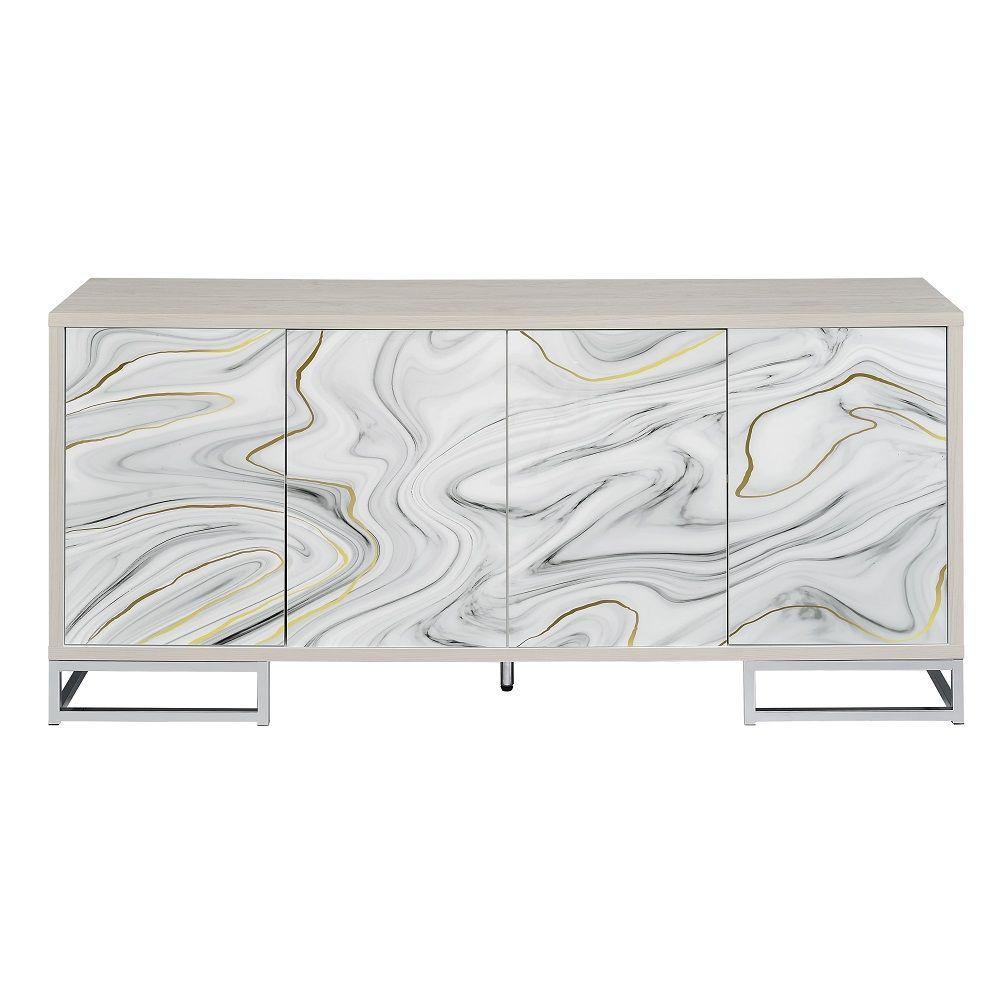 Panos - Console Cabinet - White Marble Print & Chrome - Urban Living Furniture (Los Angeles, CA)