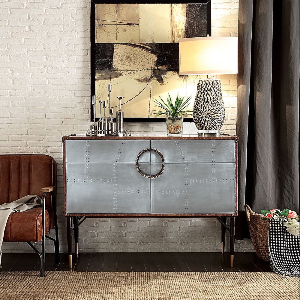 Brancaster - Console Cabinet - Top Grain Leather & Aluminum - Urban Living Furniture (Los Angeles, CA)