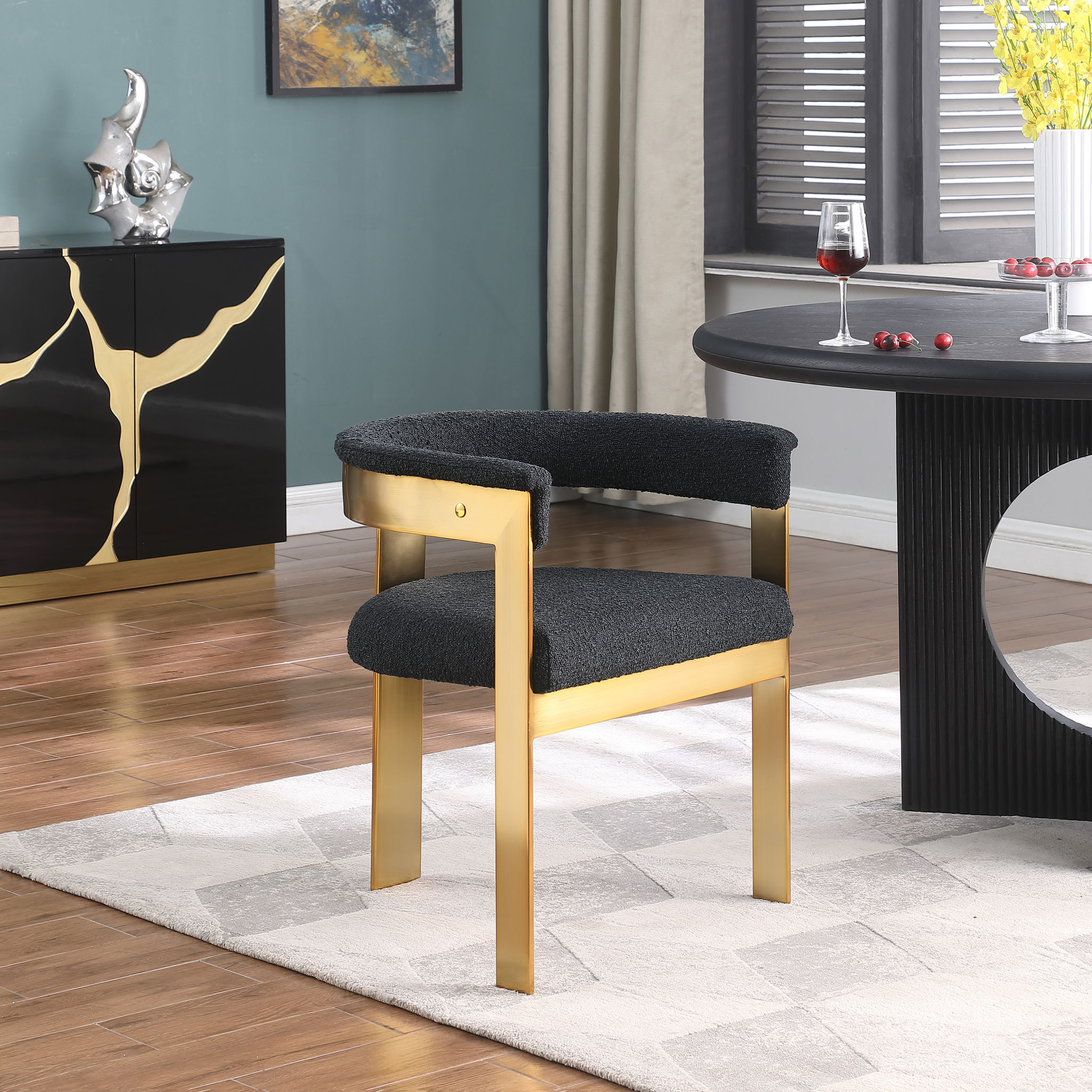 Romeo - Boucle Dining Chair With Gold Base (Set of 2) - Urban Living Furniture (Los Angeles, CA)