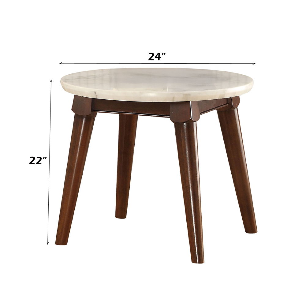 Gasha - End Table - White Marble Top & Walnut - Urban Living Furniture (Los Angeles, CA)