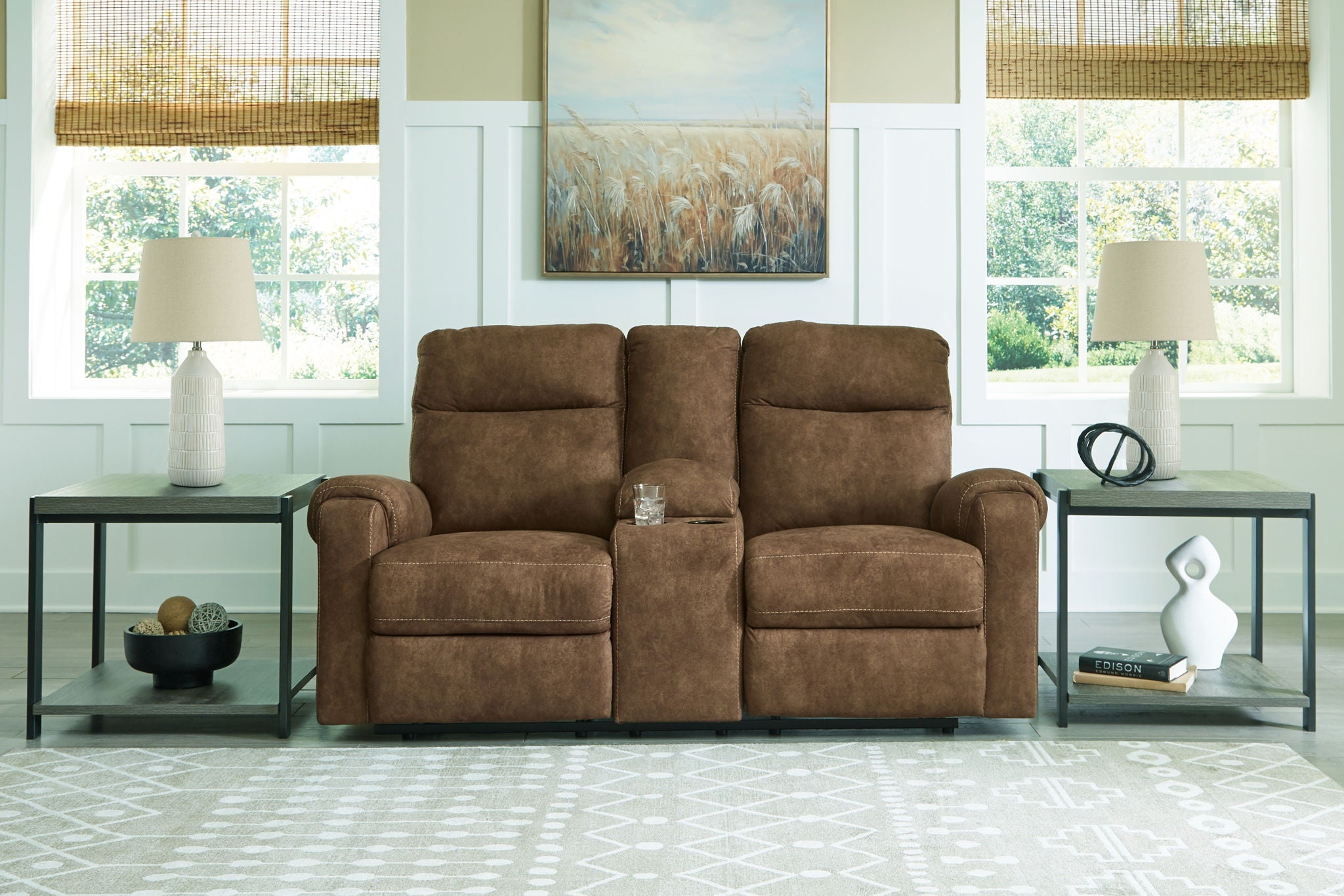 Edenwold - Brindle - Dbl Reclining Loveseat with Console - Urban Living Furniture (Los Angeles, CA)