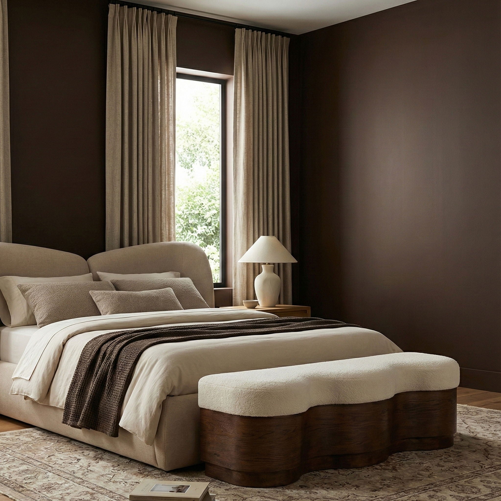 Savoy - Bench With Brown Base - Urban Living Furniture (Los Angeles, CA)