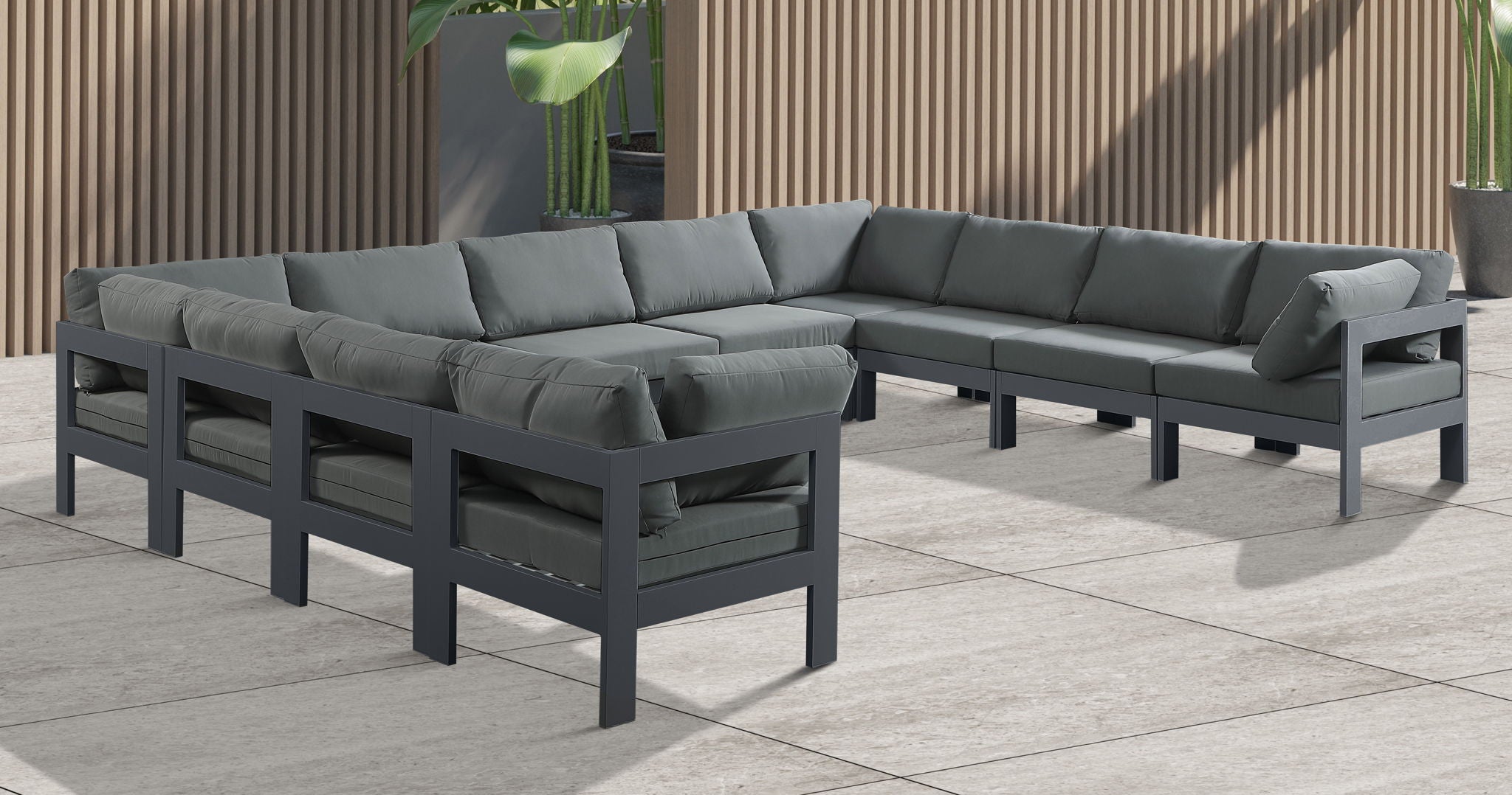 Nizuc - Outdoor Patio 11 Piece Modular Sectional With Gray Frame - Urban Living Furniture (Los Angeles, CA)