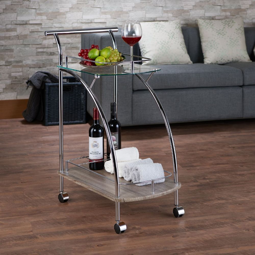 Badin - Serving Cart - Chrome & Clear Glass - Urban Living Furniture (Los Angeles, CA)