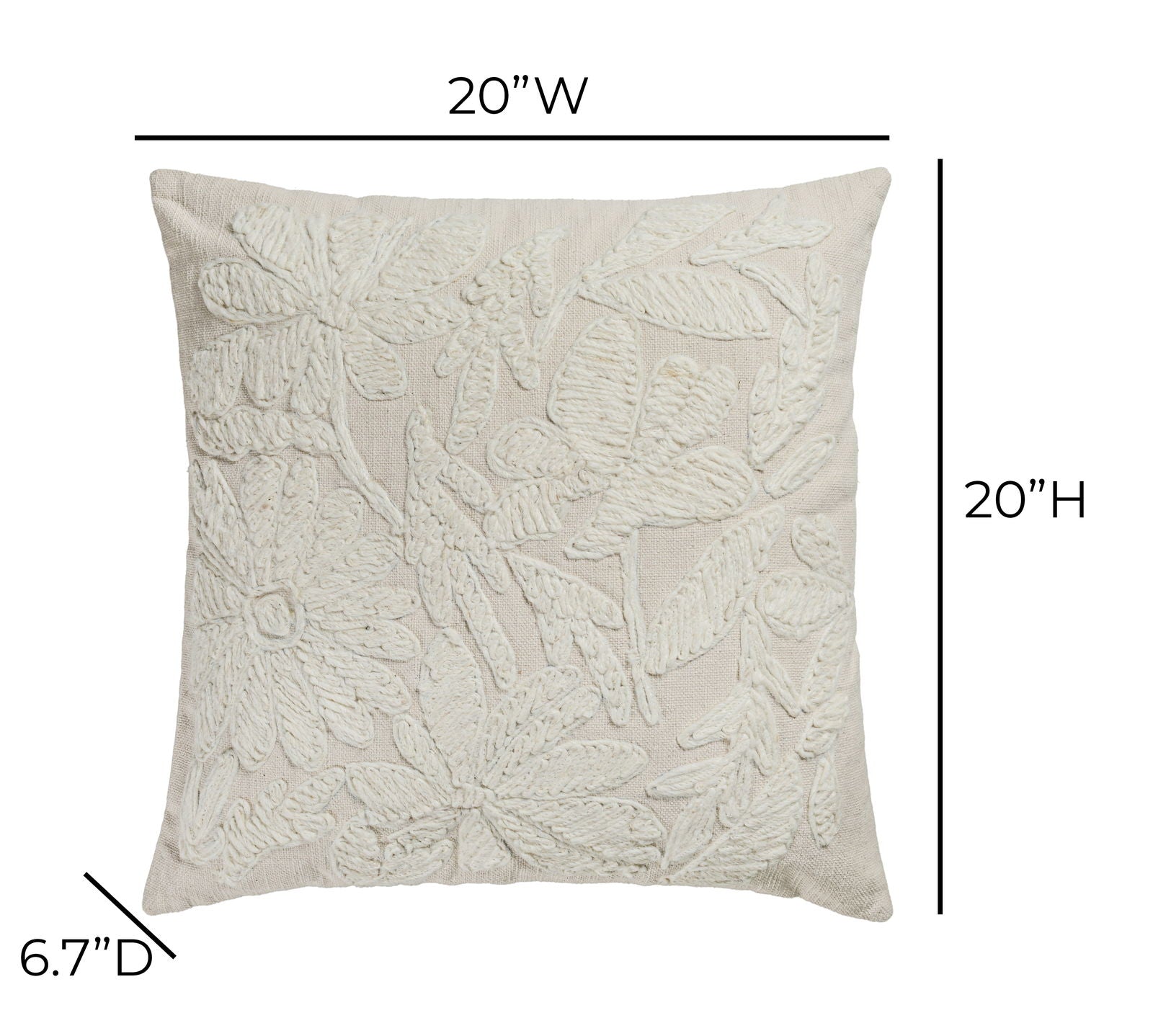 Tabitha - 20" Square Embroidered Throw Pillow - Cream - Urban Living Furniture (Los Angeles, CA)