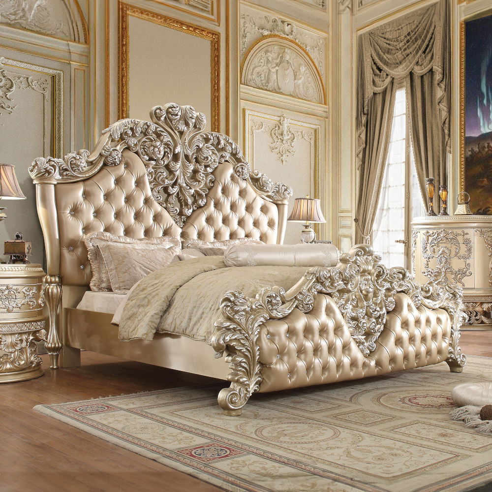 Vatican - Eastern King Bed - Synthetic Leather, Light Gold & Champagne Silver - Urban Living Furniture (Los Angeles, CA)