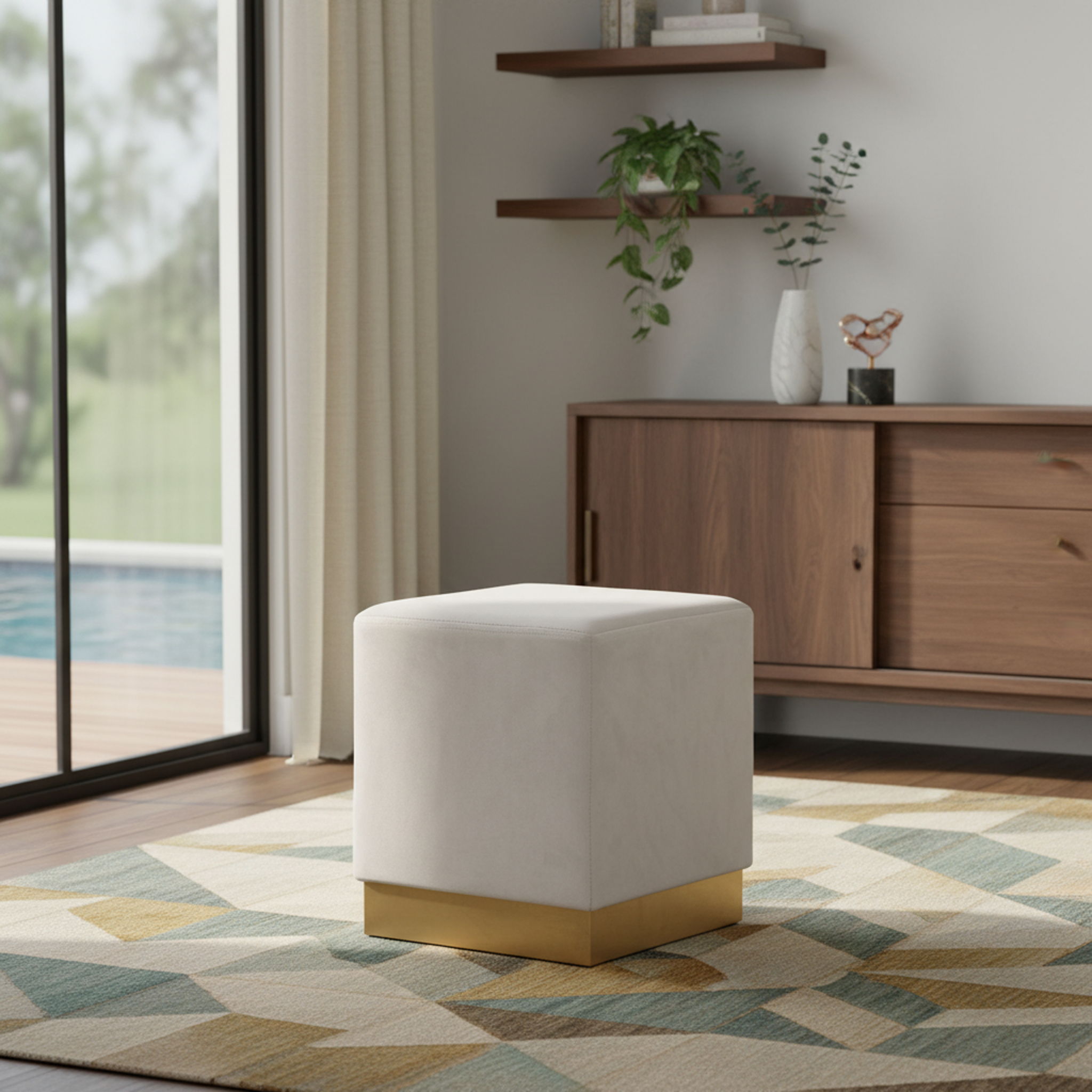 Jax - Stool Ottoman with Gold Base - Urban Living Furniture (Los Angeles, CA)