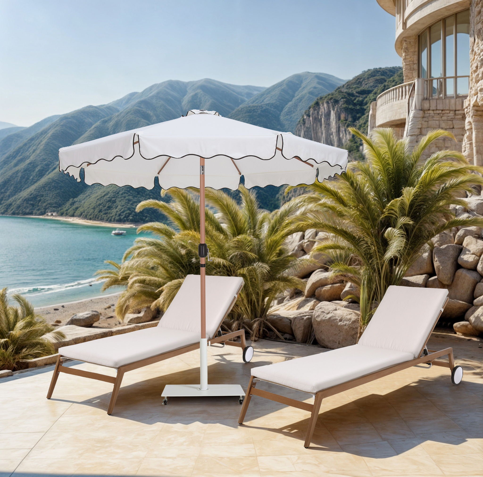 Amalfi - Aluminum Patio Umbrella - White Base / Light Brown Pole - Urban Living Furniture (Los Angeles, CA)