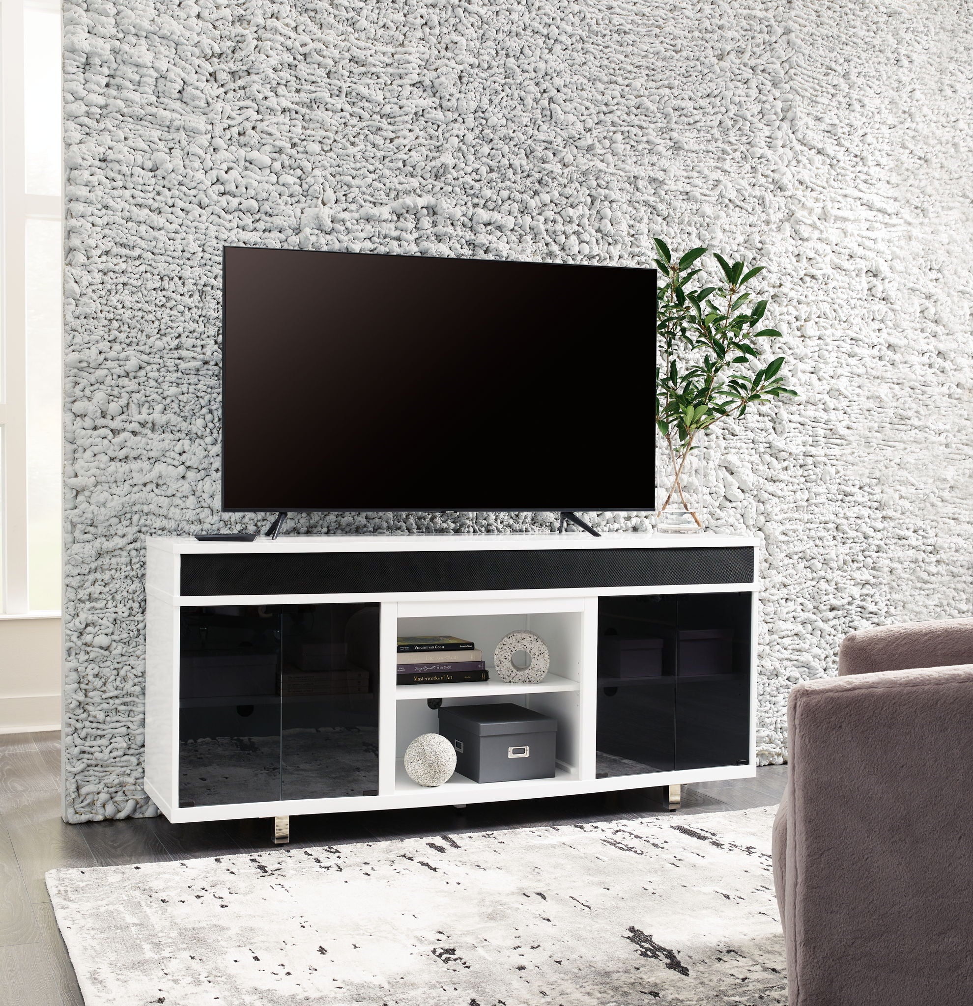 Gardoni - White / Black - XL TV Stand With Fireplace Option - Urban Living Furniture (Los Angeles, CA)